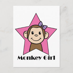 Cartão Postal Cartografia Clipe Arte Sorria Macaco Garota Rosa A