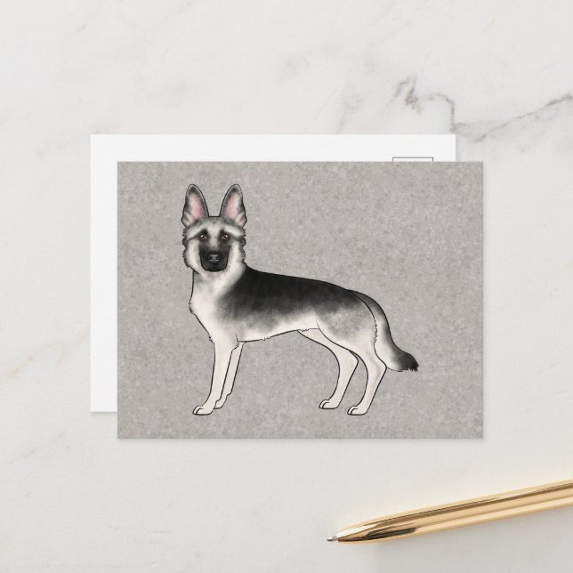 Cartão Postal Cartografia de German shepherd Sable Silver GSD Ci (Frente/Verso In Situ)