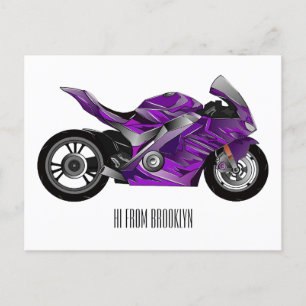 Cartão Postal Cartografia de motocicletas de esporte roxo