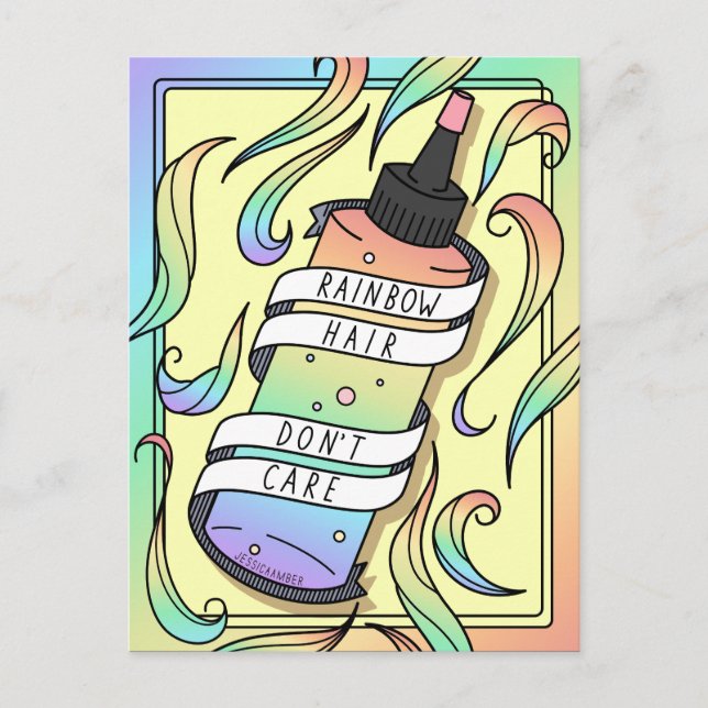 Cartão Postal Cartografia do Pastel Rainbow Hair Dye Bottle Teen (Frente)