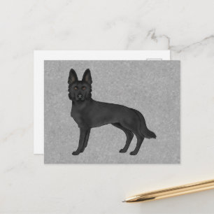 Cartão Postal Cartografia em branco German shepherd preto Cinza 