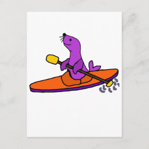 Cartão Postal Cartografia Engraçada de Selo Roxo Kayaking