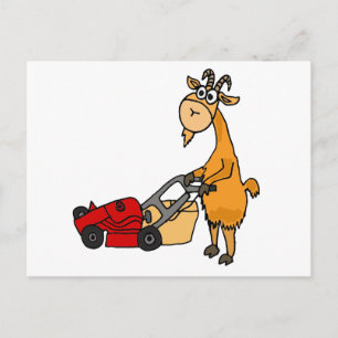 Cartão Postal Cartografia Engraçado Billy Goat Empurrando Lawn