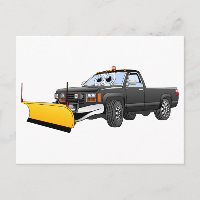 Cartão Postal Cartografia Preta Y Pick Up Truck Snow Plow (Frente)