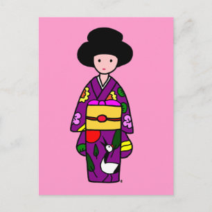 Cartão Postal Cartografia Purple da Kimono Girl