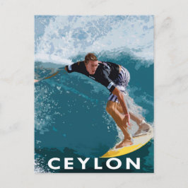 Cartão Postal Cartonagem de estilo retro surfando no Sri Lanka C