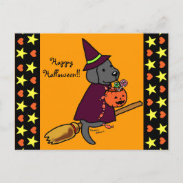 Cartão Postal Cartoon 1 do Halloween Black Labrador