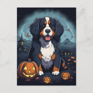 Cartão Postal Cartoon Adorable Halloween Bernese Mountain Dog