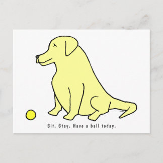 Cartão Postal Cartoon Amarelo Engraçado Para Um Cachorro Gelado