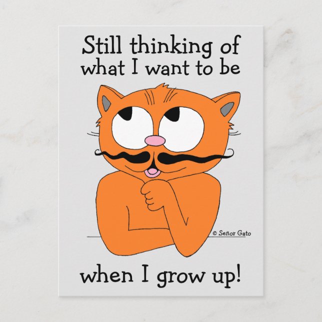 Cartão Postal Cartoon Bigode Gato Dito Divertido (Frente)