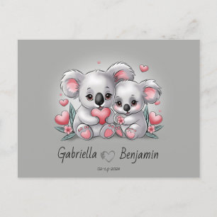 Cartão Postal Cartoon bonito Koala abre Namorados