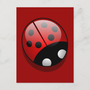 Cartão Postal Cartoon Bonito Ladybug