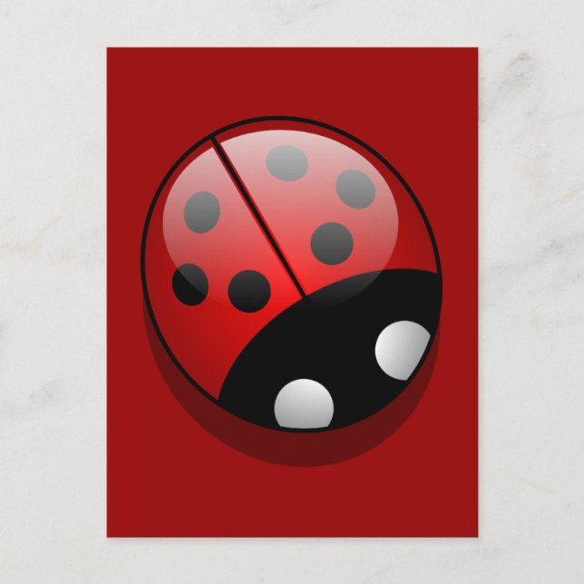 Cartão Postal Cartoon Bonito Ladybug (Frente)