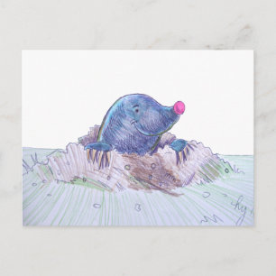 Cartão Postal Cartoon Bonito Mole e Molehill
