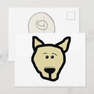 Cartão Postal Cartoon Cabeça Fawn Bulldog Francês