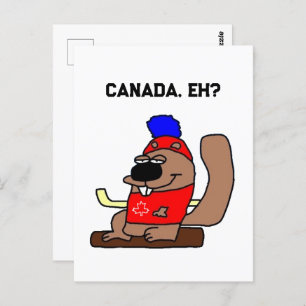 Cartão Postal Cartoon Canuck Engraçado do castor de hóquei do Ca