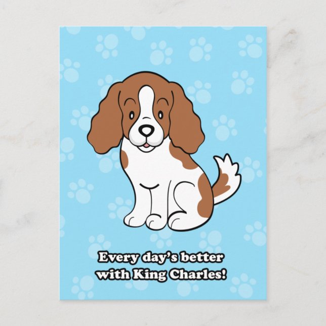 Cartão Postal Cartoon Cavalier King Charles Postcard (Frente)