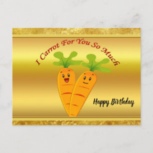 Cartão Postal Cartoon cenoura com olhos grandes e um sorriso par