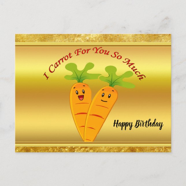 Cartão Postal Cartoon cenoura com olhos grandes e um sorriso par (Frente)