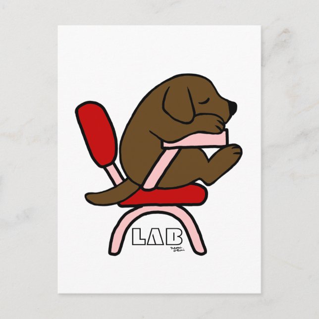 Cartão Postal Cartoon Chocolate Labrador Estudante 2 (Frente)