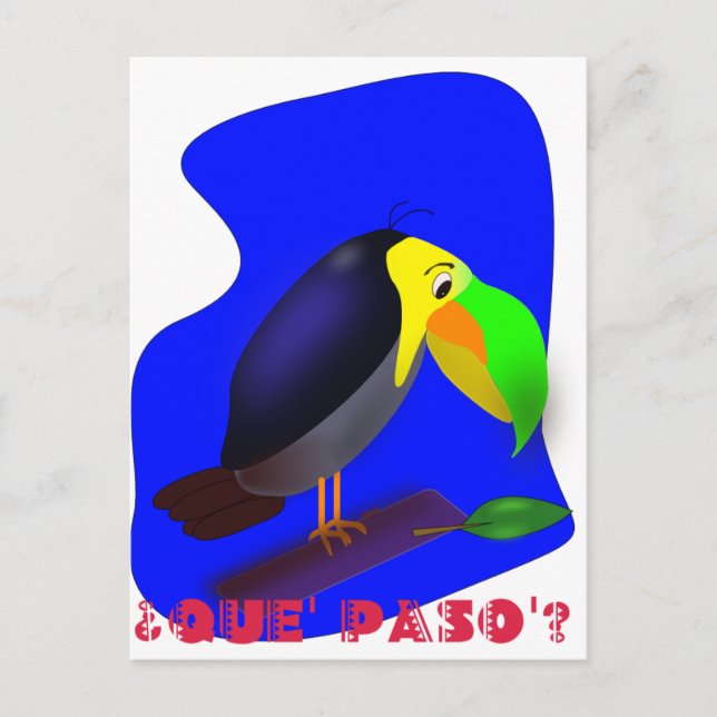 Cartão Postal Cartoon Colorido Toucan (Frente)