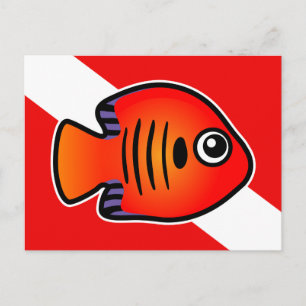 Cartão Postal Cartoon Cónico Flame Angelfish Dive Flag