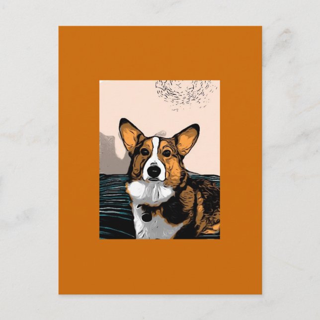 Cartão Postal Cartoon Corgi (Frente)