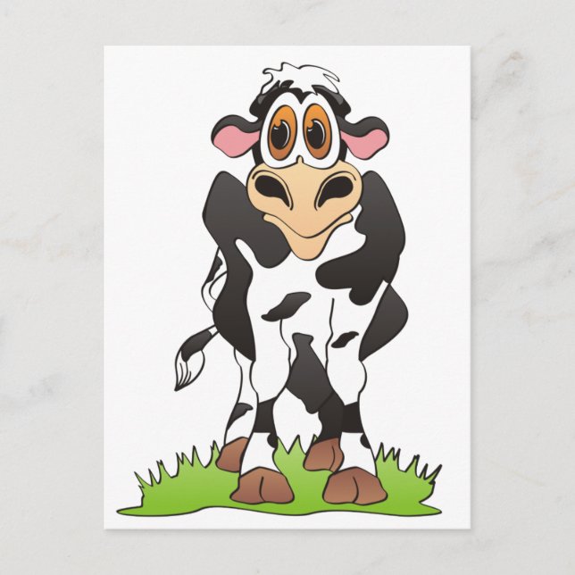 Cartão Postal Cartoon Cow Holstein (Frente)