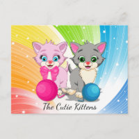 Cartoon Cutie Rosa e Cinzas Kittens