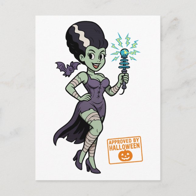 Cartão Postal Cartoon da Esposa de Frankenstein (Frente)