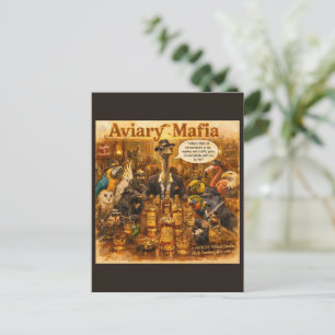 Cartão Postal Cartoon da Máfia Aviária – Humor da Família Mafios