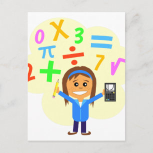 Cartão Postal Cartoon da Math Girl