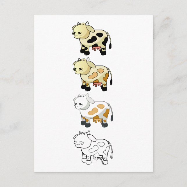 Cartão Postal Cartoon Dairy Cows Postcard (Frente)