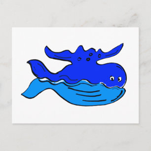 Cartão Postal Cartoon de Baleia Azul