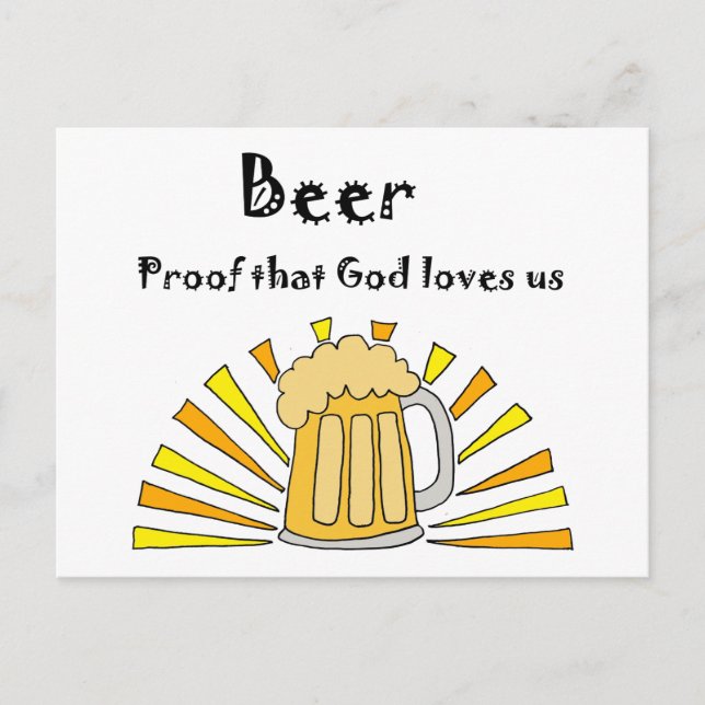 Cartão Postal Cartoon de Beer Drinker com Mug e Sol (Frente)