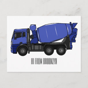 Cartão Postal Cartoon de caminhão de transporte misto em betão
