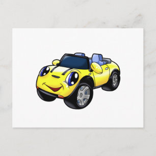 Cartão Postal Cartoon de carro amarelo bonito Escolha a cor de f