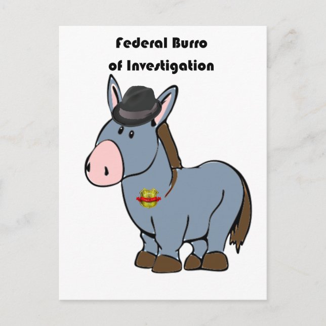 Cartão Postal Cartoon de Donkey, Burro Federal de Investigação d (Frente)