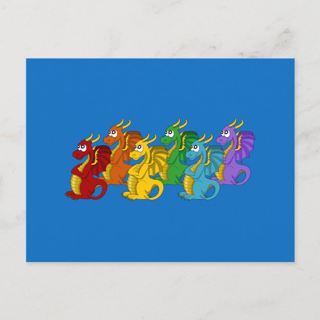 Cartão Postal Cartoon de dragões (Frente)