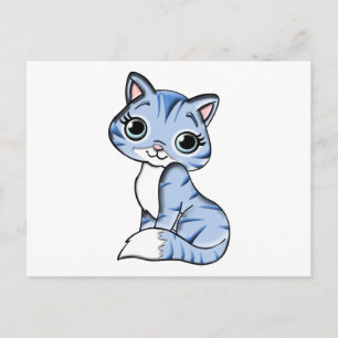 Cartão Postal Cartoon de gato azul