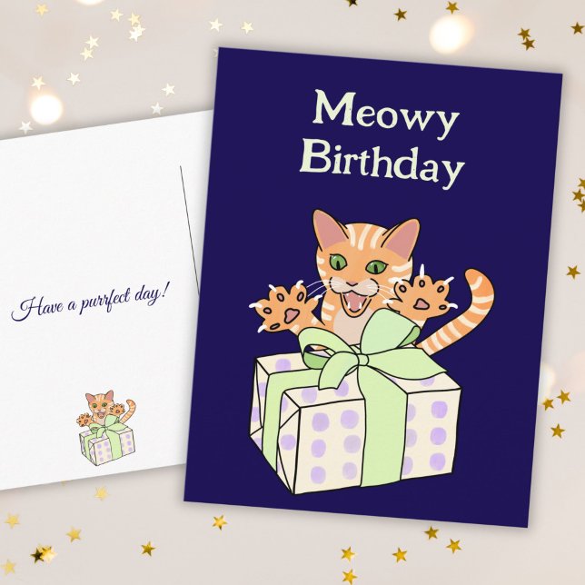 Cartão Postal Cartoon de Gato de Aniversário Engraçado Personali (Criador carregado)
