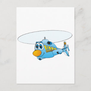 Cartão Postal Cartoon de helicóptero azul