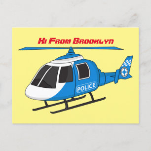 Cartão Postal Cartoon de helicóptero do Departamento de Polícia