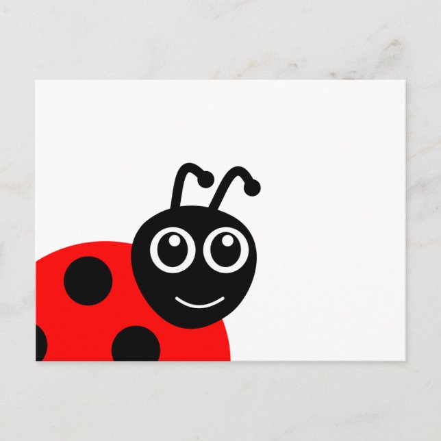 Cartão Postal Cartoon de Ladybug sorridente e bonito (Frente)