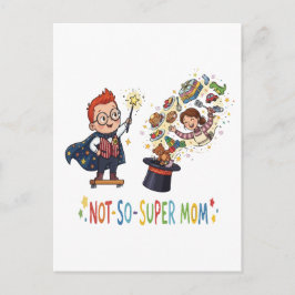 Cartão Postal Cartoon de Magia de Mãe Não Tão Super Divertido