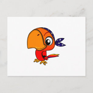 Cartão Postal Cartoon de papagaio laranja
