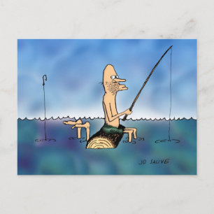 Cartão Postal Cartoon de Pesca do Dia Estranho