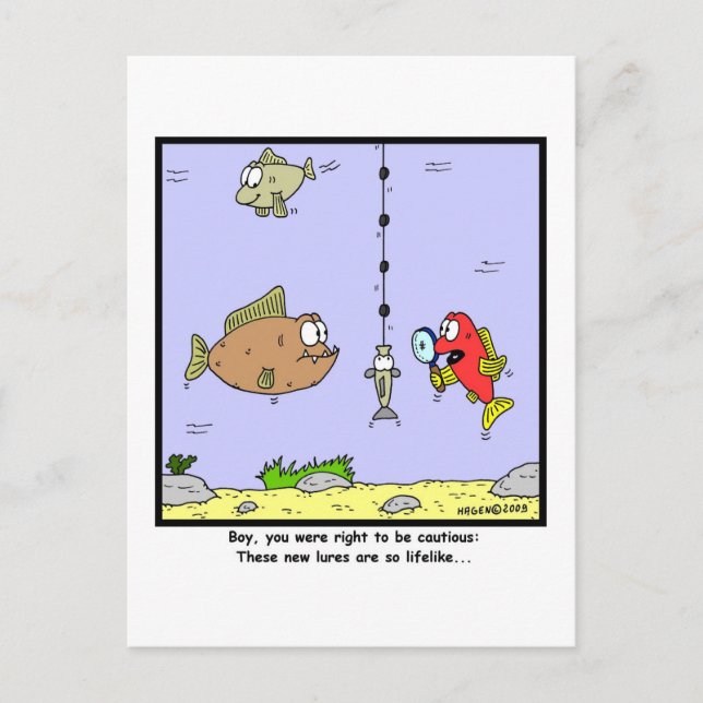 Cartão Postal Cartoon de Pesca: Lures (Frente)