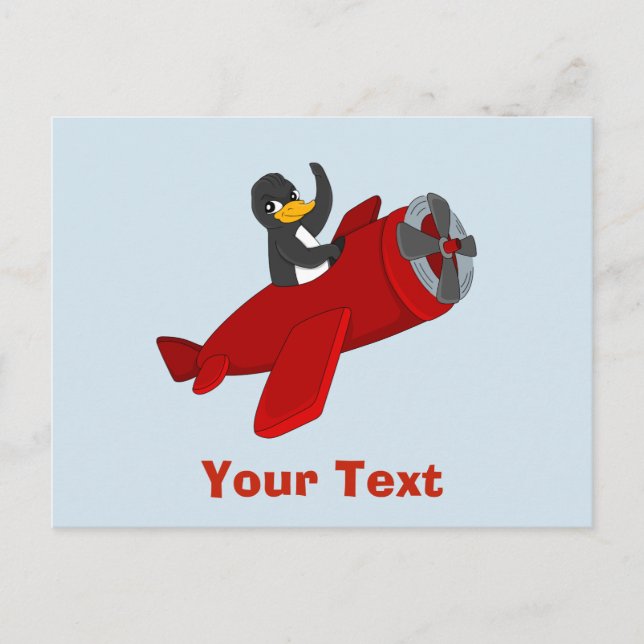 Cartão Postal Cartoon de pinguim voador (Frente)