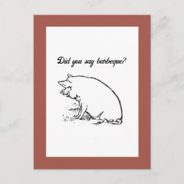 Cartão Postal Cartoon De Suíno Perky, Fazenda, Desenho De Tinta 